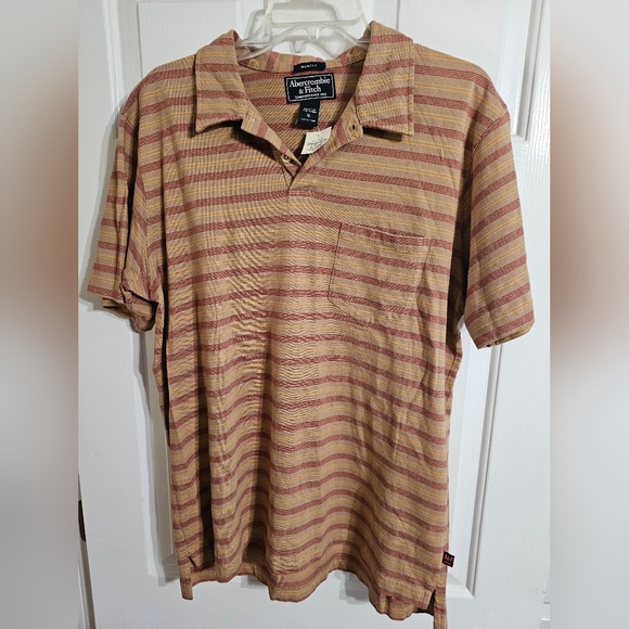 Abercrombie & Fitch XL 2003 NWT Striped Polo Shirt Muscle Fit Y2K Prep Heritage - Picture 2 of 6